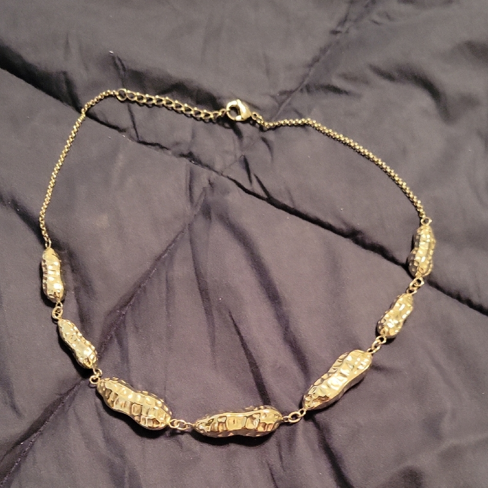 Unique Silver Toned Peanut Necklace